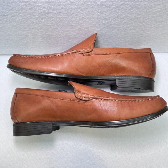 Johnston & Murphy Cresswell Venetian loafer leather cognac shoe men's 8.5 M - Picture 3 of 9